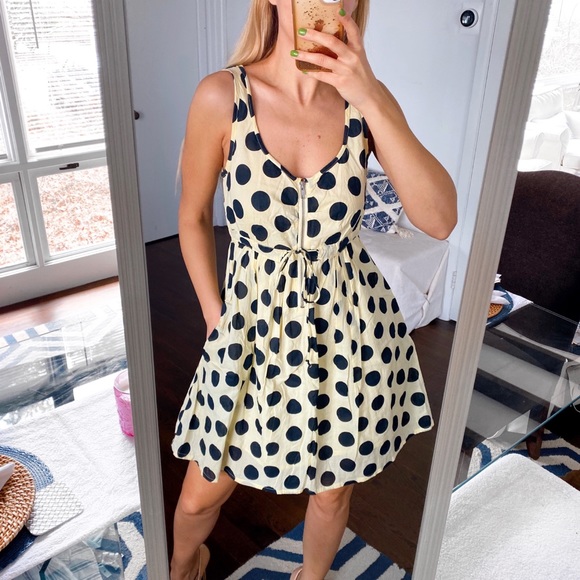 ⚫️ ONLY BLACK YELLO POLKA DOT MINI DRESS! - Picture 5 of 8